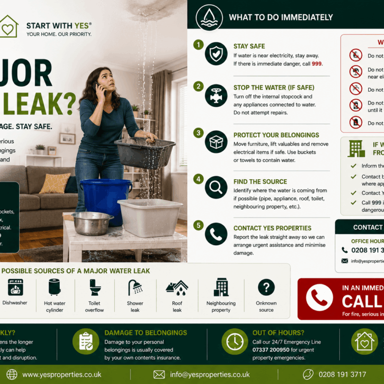 Major Water Leak | Emergency Advice for Tenants | Yes Properties
