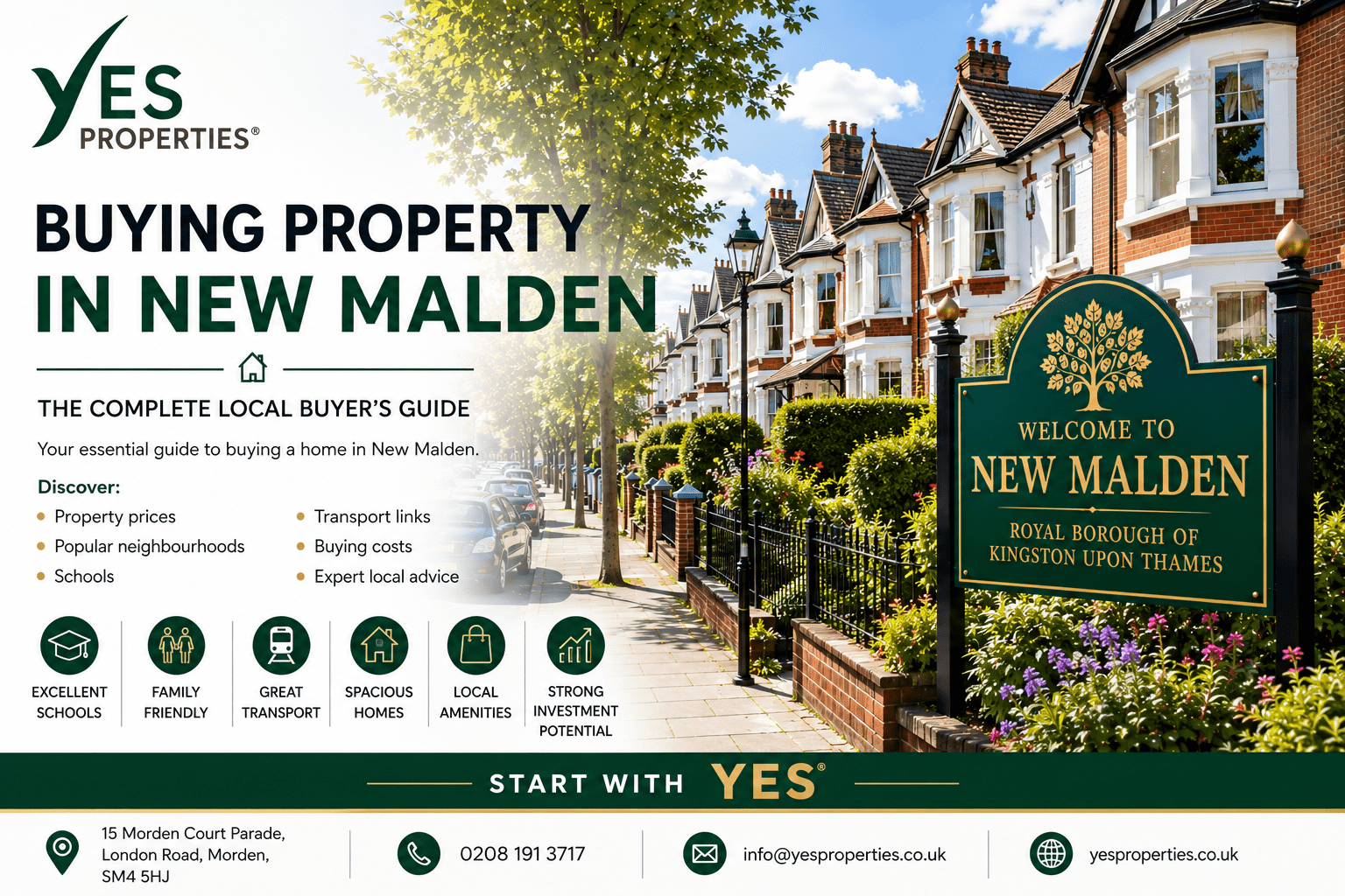 Buying Property in New Malden featuring attractive family homes, leafy residential streets and expert local guidance from Yes Properties.
