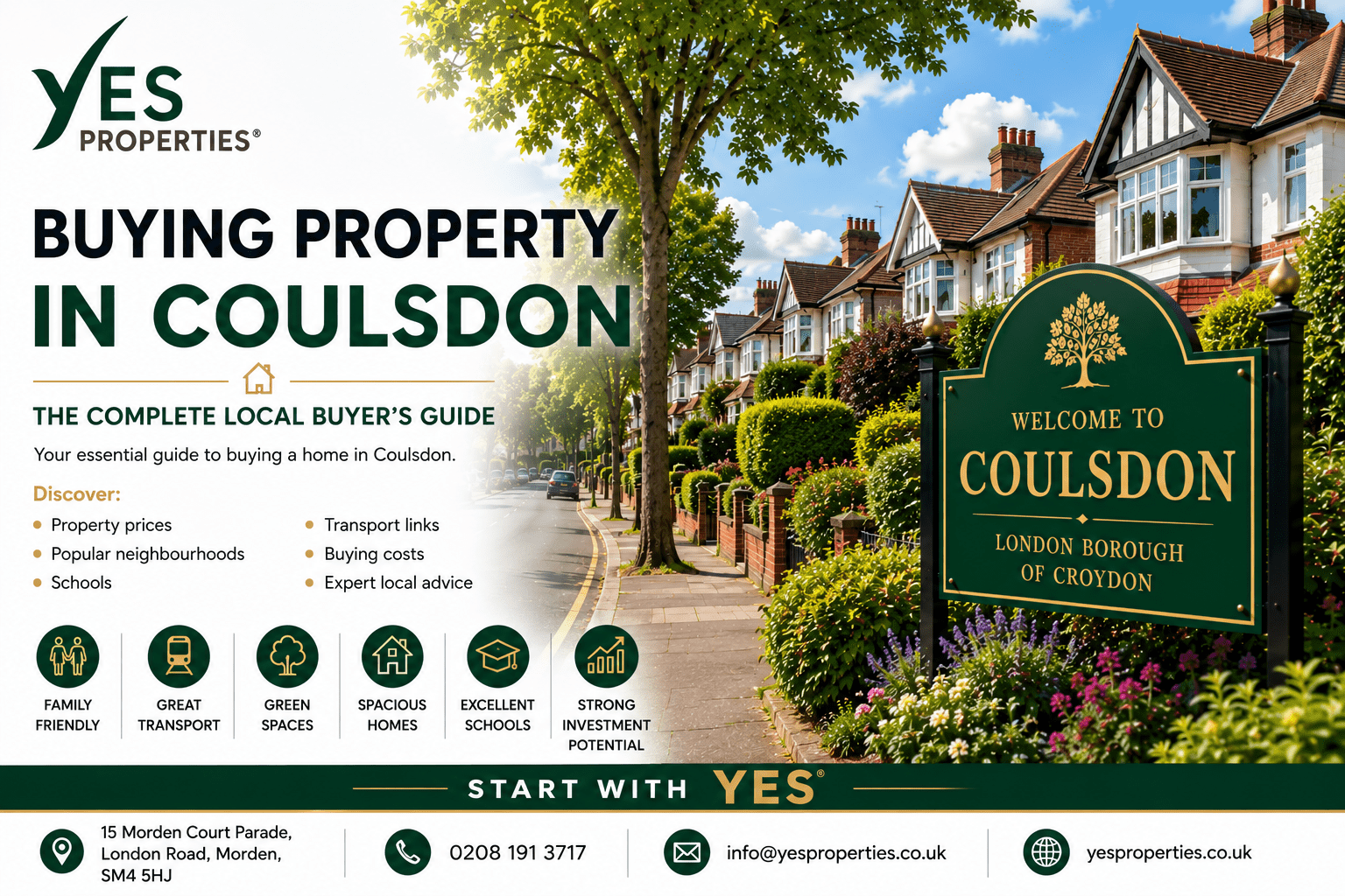 Buying Property in Coulsdon featuring attractive family homes, leafy residential streets and expert local guidance from Yes Properties.