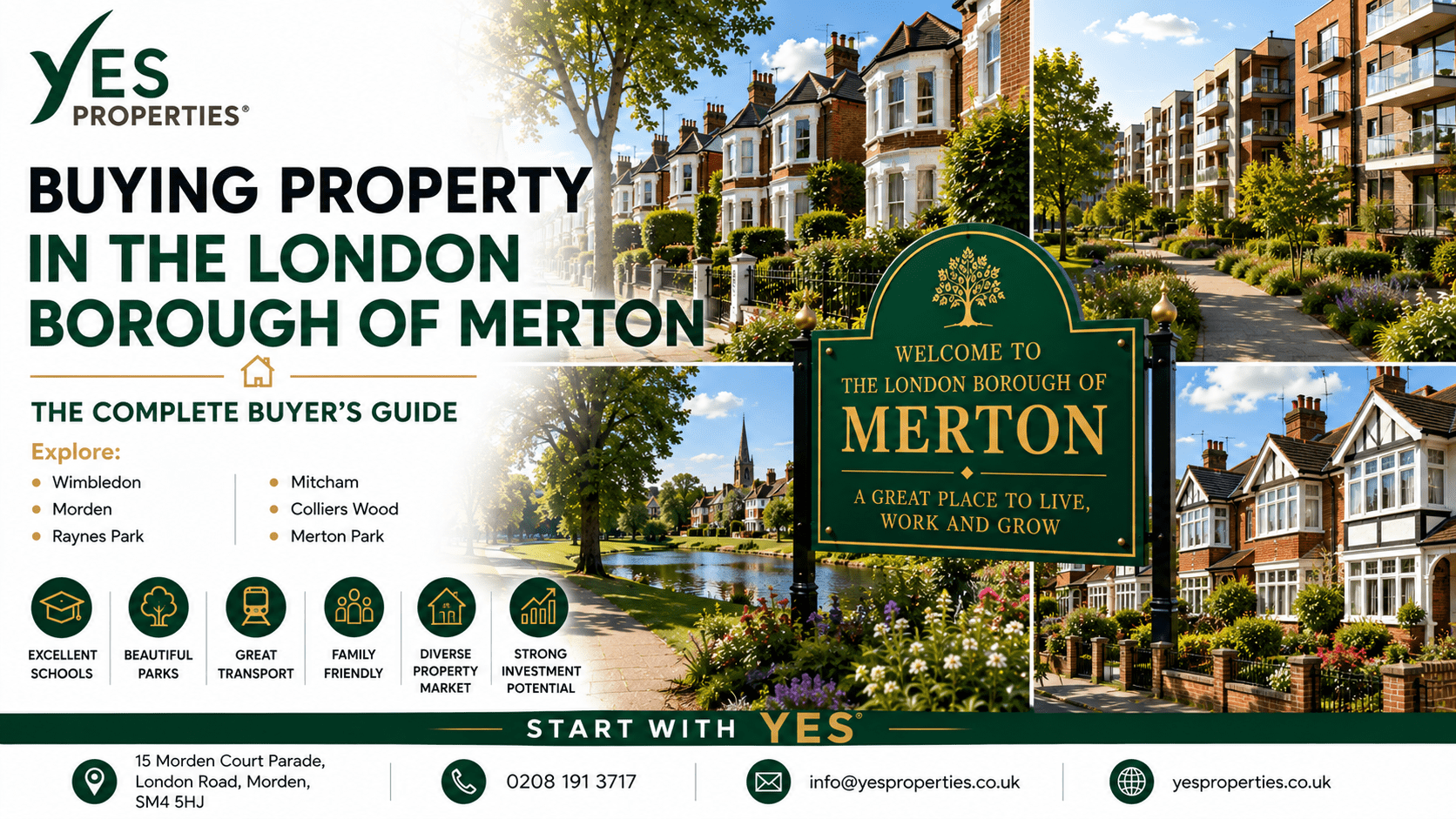 Buying property in the London Borough of Merton featuring Wimbledon, Morden, leafy residential streets and expert local guidance from Yes Properties.