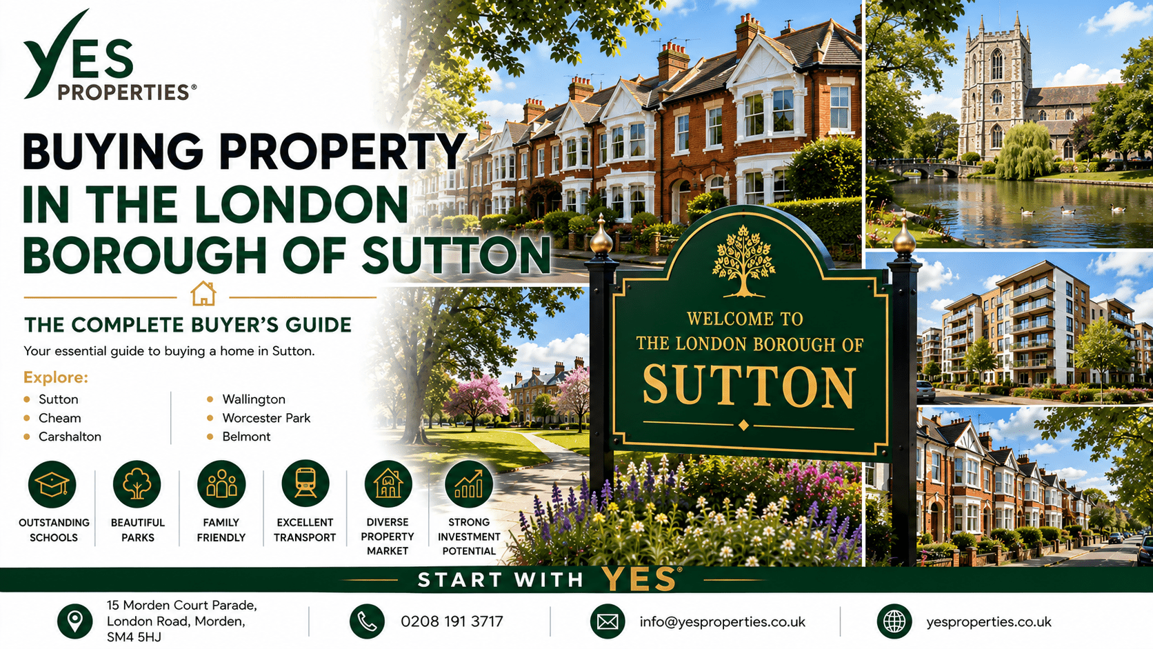 Buying property in the London Borough of Sutton featuring family homes, leafy neighbourhoods and expert local guidance from Yes Properties.