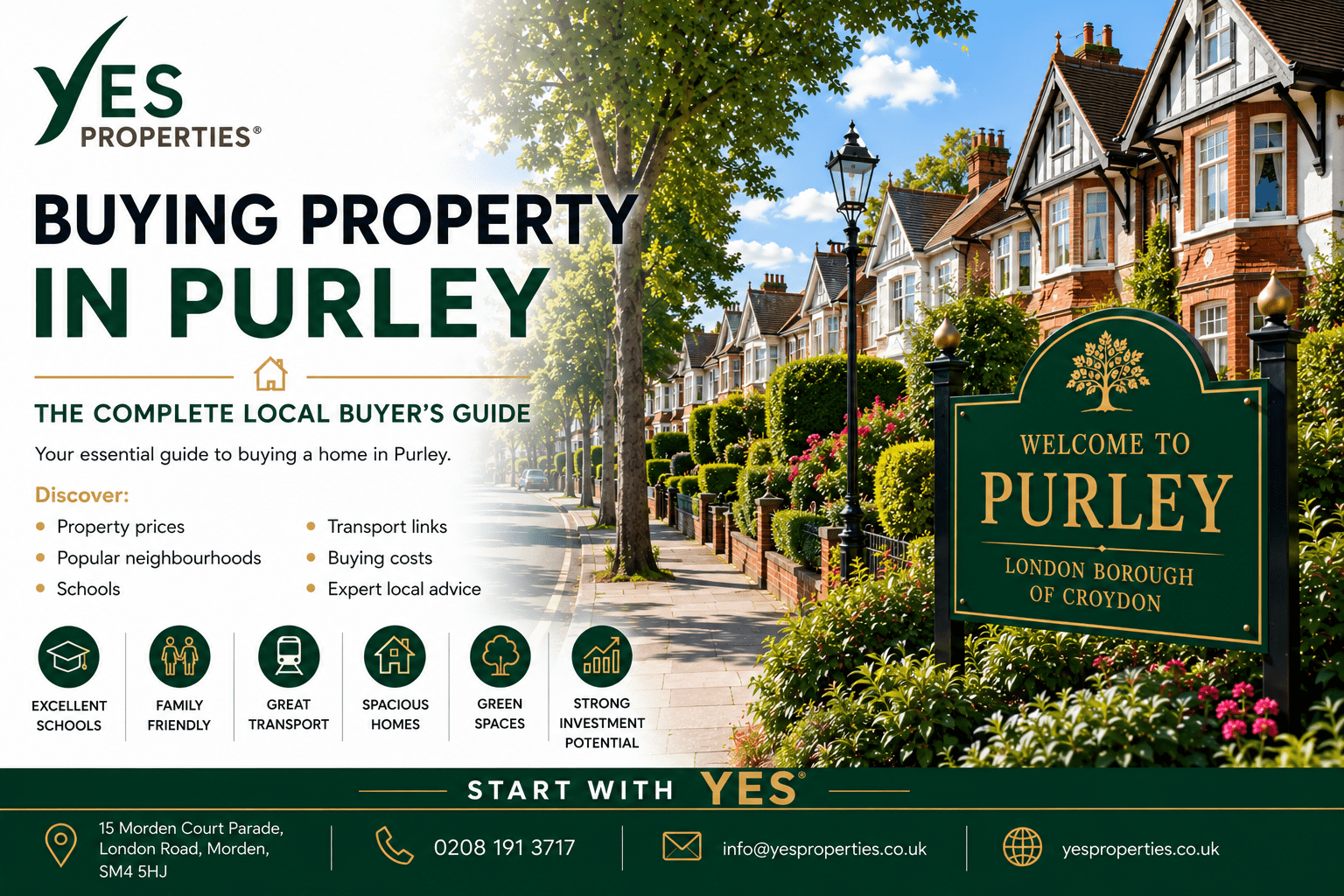 Buying Property in Purley featuring attractive family homes, leafy residential streets and expert local guidance from Yes Properties.
