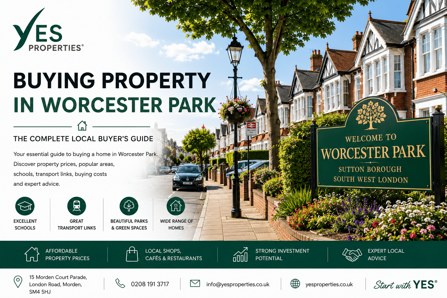 Buying Property in Worcester Park featuring attractive family homes and leafy residential streets | Yes Properties