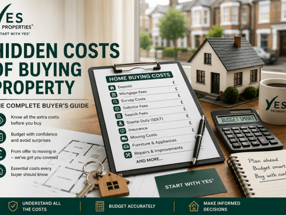House purchase budgeting checklist with calculator, property plans, house keys and financial documents, illustrating the hidden costs involved in buying a property.